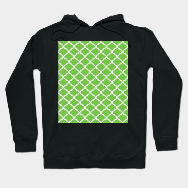 Bold Lime Green White Quatrefoil Pattern Hoodie by dreamingmind
